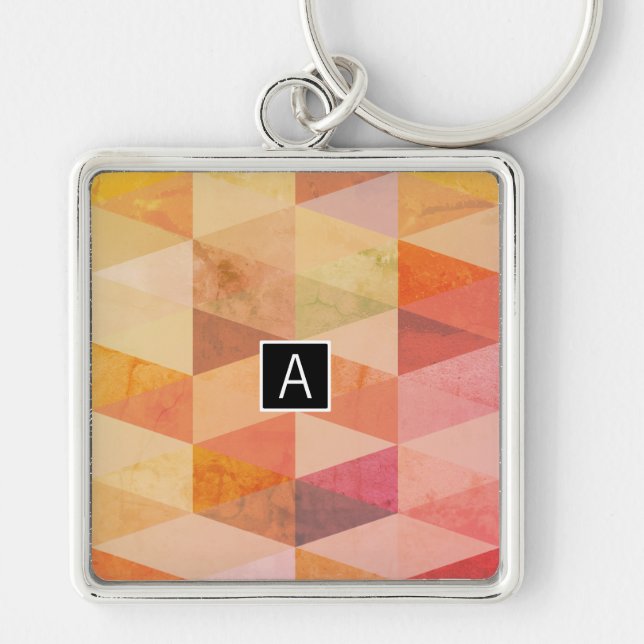 Soft Triangle Geometric Pattern | Monogrammed Keychain (Front)