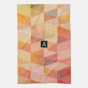 Soft Triangle Geometric Pattern   Monogrammed Kitchen Towel