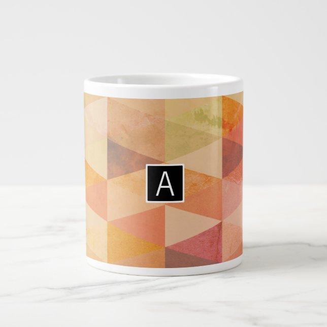 Soft Triangle Geometric Pattern | Monogrammed Large Coffee Mug (Front)