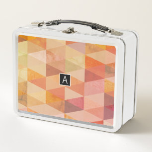 Soft Triangle Geometric Pattern Monogrammed Metal Lunch Box