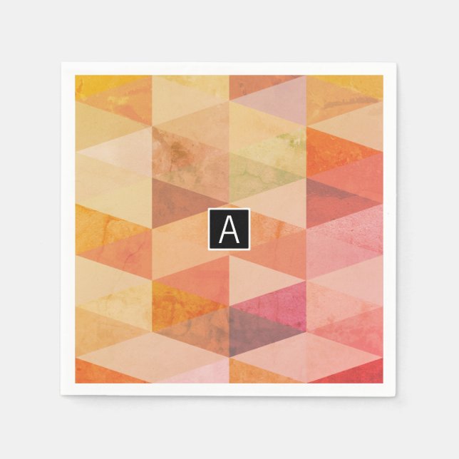 Soft Triangle Geometric Pattern | Monogrammed Napkin (Front)