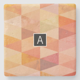 Soft Triangle Geometric Pattern Monogrammed Stone Coaster