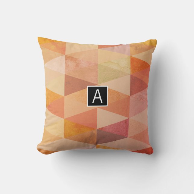 Soft Triangle Geometric Pattern | Monogrammed Throw Pillow (Front)