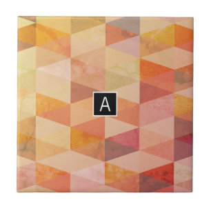 Soft Triangle Geometric Pattern   Monogrammed Tile