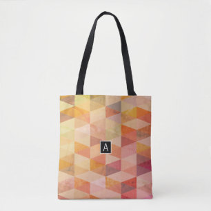 Soft Triangle Geometric Pattern   Monogrammed Tote Bag