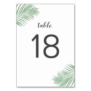 Soft Tropical Palm Leaf Wedding Table Numbers