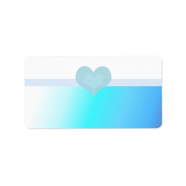 Soft Turquoise and Blue Heart Design Label (Front)
