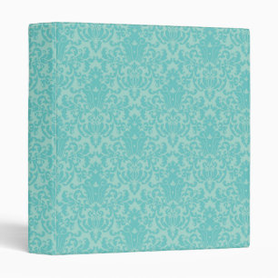 Soft Turquoise Damask Pattern Binder