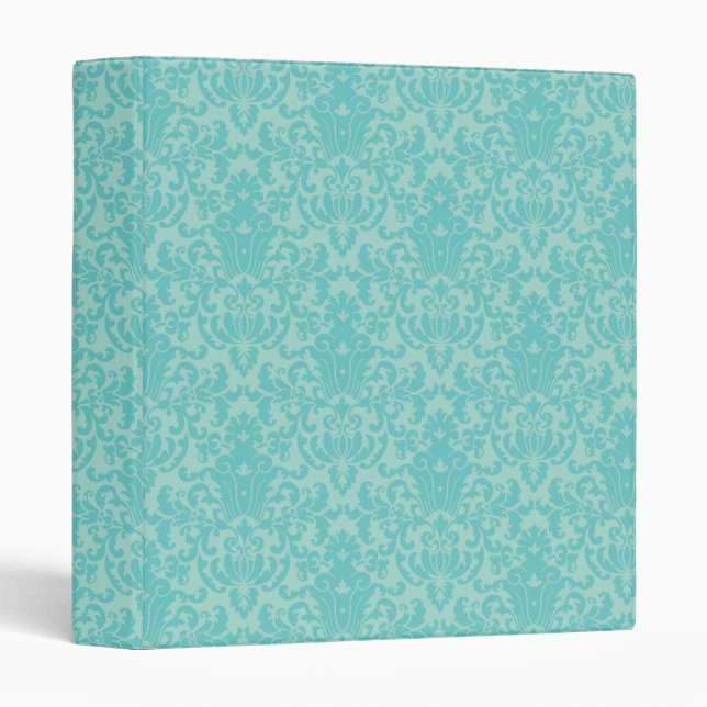 Soft Turquoise Damask Pattern Binder (Front/Spine)