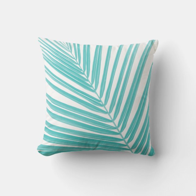 Soft Turquoise Palm Leaf Dream #2 #tropical #wall  Throw Pillow (Front)