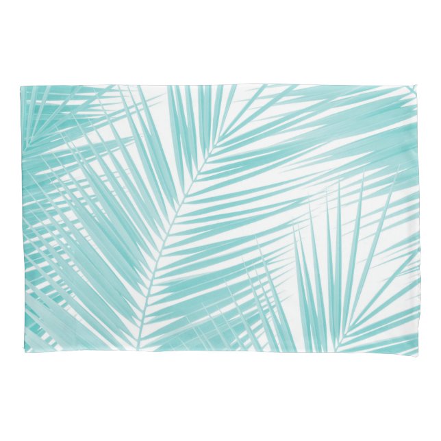 Soft Turquoise Palm Leaves Dream #1a  Pillowcase (Front)