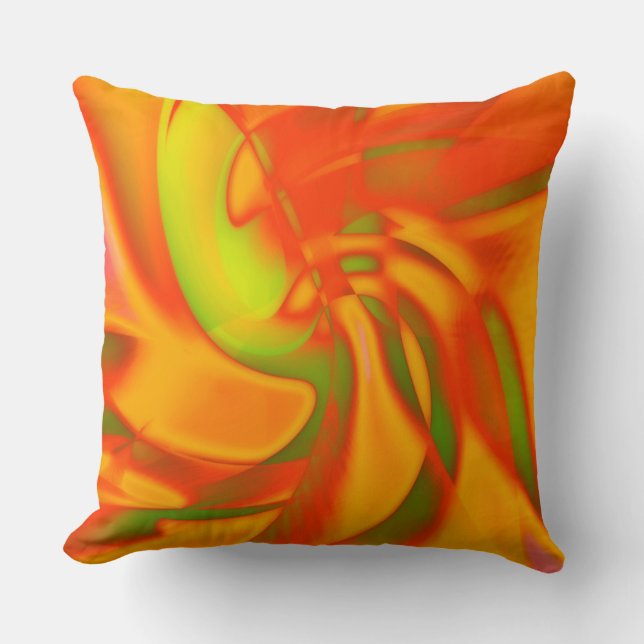 Soft twist of orange with smooth green undertone throw pillow (Front)
