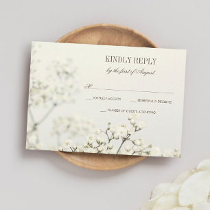 Soft Vintage Baby's Breath Wedding RSVP Card