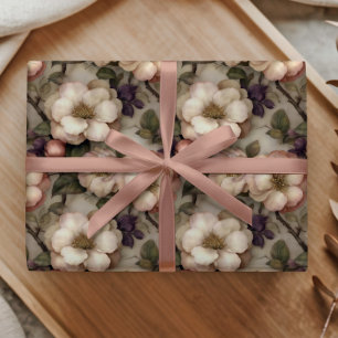 Soft Vintage Cream Floral Garden Pattern Romantic  Wrapping Paper
