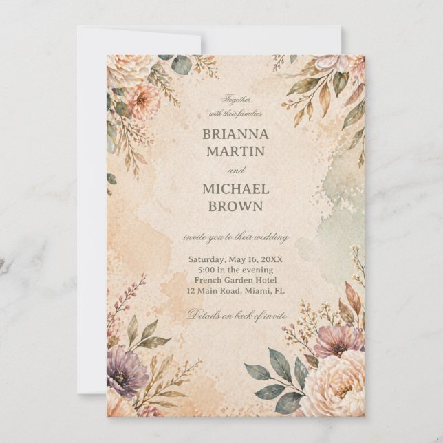 Soft Vintage Floral Invitation (Front)