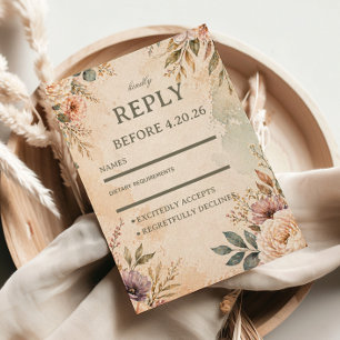 Soft Vintage Floral RSVP Card