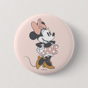 Soft Vintage Minnie Mouse Polka Dot Charm 2 Inch Round Button