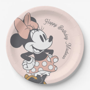 Soft Vintage Minnie Mouse Polka Dot Charm Paper Plate