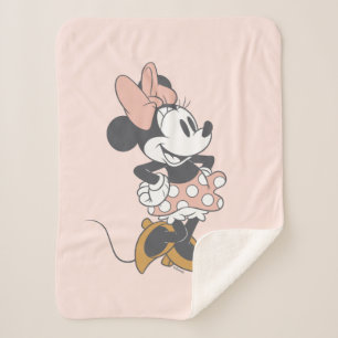Soft Vintage Minnie Mouse Polka Dot Charm Sherpa Blanket