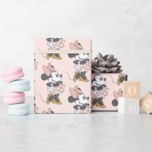 Soft Vintage Minnie Mouse Polka Dot Charm Wrapping Paper
