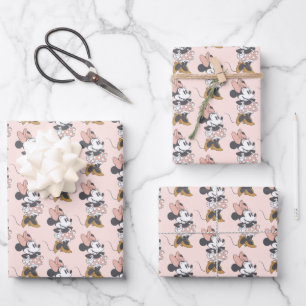 Soft Vintage Minnie Mouse Polka Dot Charm Wrapping Paper Sheet