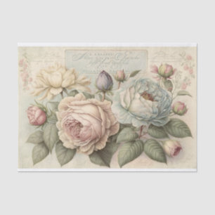 Soft Vintage Roses in cream and pink Tissue Paper