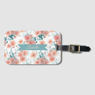 Soft Vintage Spring Pink Floral Personalized Luggage Tag