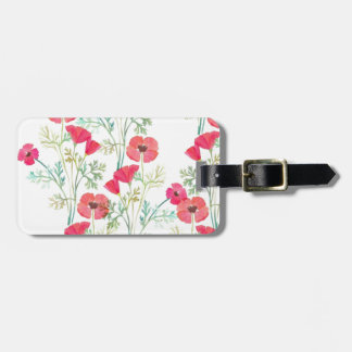 Soft Vintage Watercolor Poppies Luggage Tag