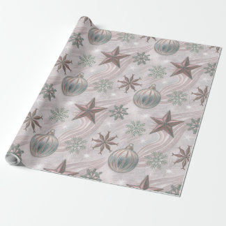Soft Vintage Winter Ornaments & Snowflakes Wrapping Paper