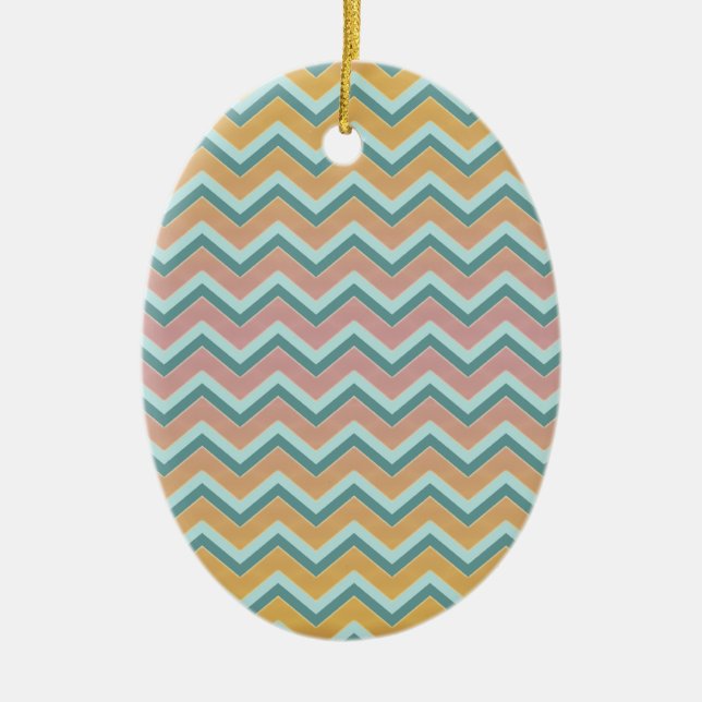 Soft Warm Colours ZigZag Ceramic Ornament (Front)