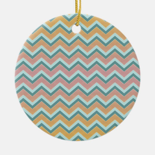 Soft Warm Colours ZigZag Ceramic Ornament (Front)
