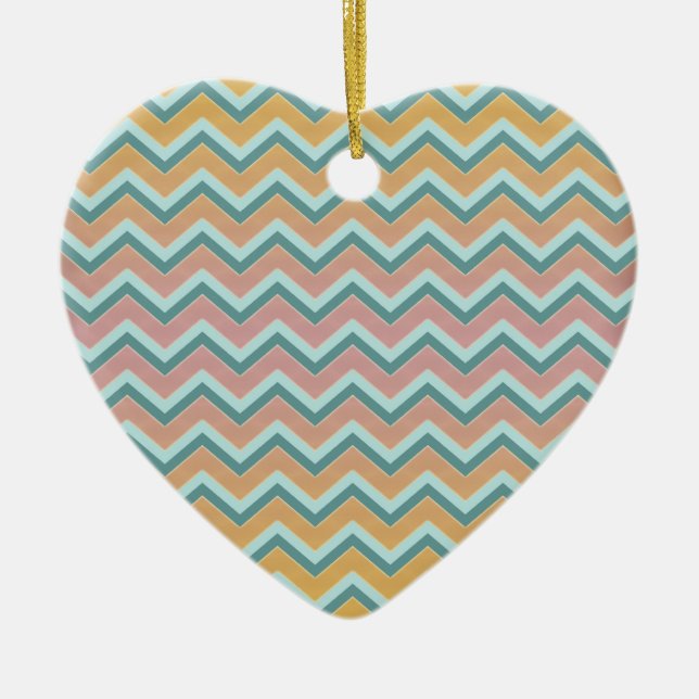 Soft Warm Colours ZigZag Ceramic Ornament (Front)