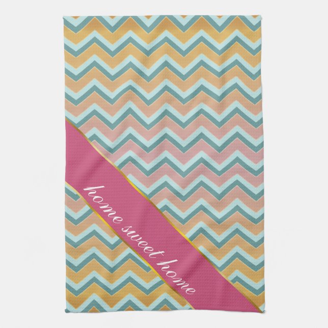 Soft Warm Colours ZigZag Kitchen Towel (Vertical)