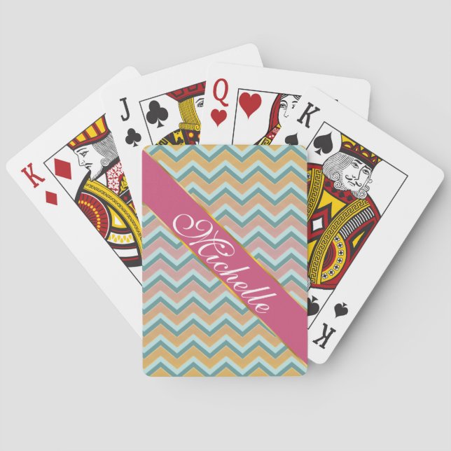 Soft Warm Colours ZigZag Playing Cards (Back)