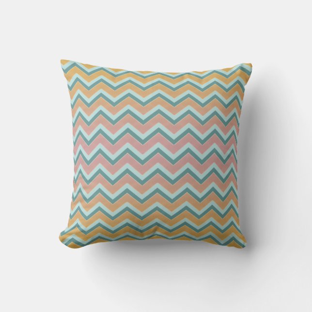 Soft Warm Colours ZigZag Throw Pillow (Front)