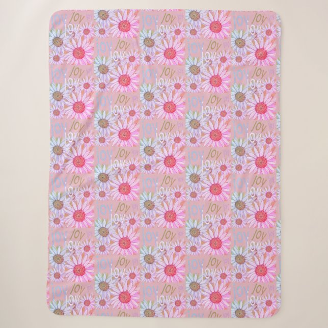 Soft Warm Feelings of Joy & Daisies Sherpa Blanket (Front)