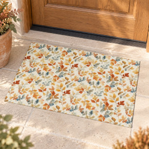 Soft Watercolor Autumn Leaves Doormat