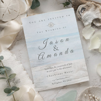Soft Watercolor Beach Wedding Invitation