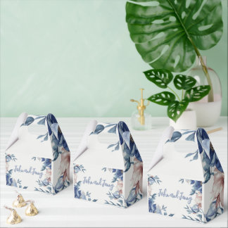 Soft Watercolor Blue Floral Favor Box