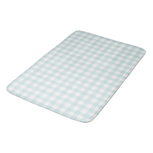Soft Watercolor Blue Gingham Bath Mat