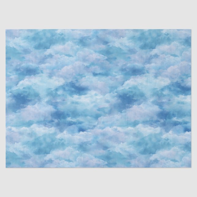 Soft Watercolor Blue Mist Sky Abstract Pattern Tissue Paper (Front)