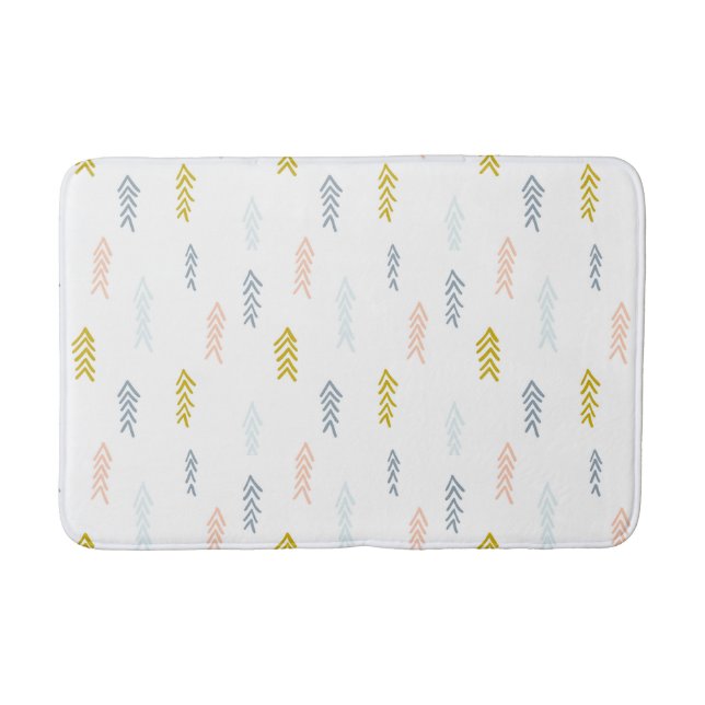 Soft Watercolor Chevron Pattern Bath Mat (Front)
