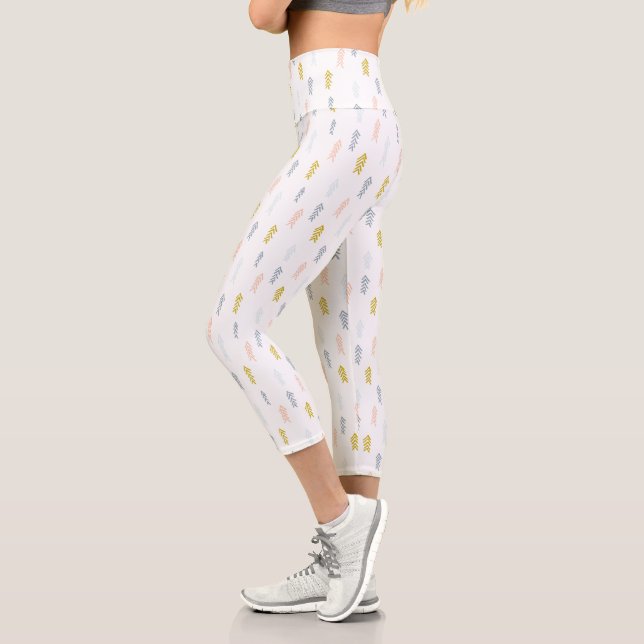 Soft Watercolor Chevron Pattern Capri Leggings (Left)