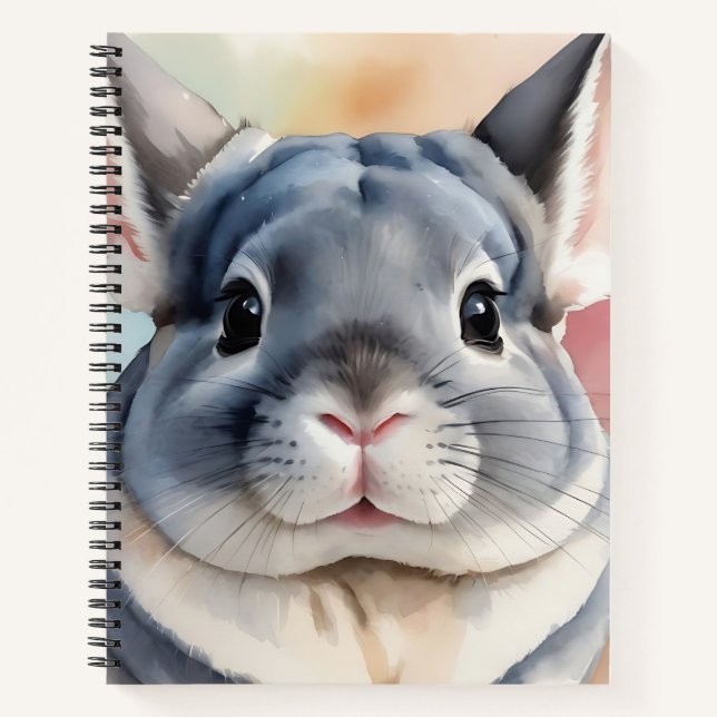 Soft Watercolor Chinchilla Portrait  Notebook (Front)