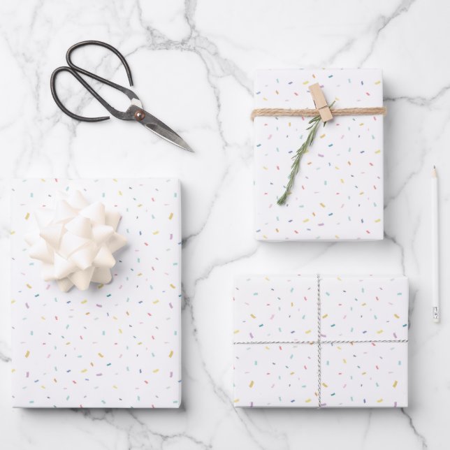 Soft Watercolor Confetti Pattern Wrapping Paper Sheet (Front)