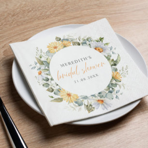 Soft Watercolor Daisy Wildflowers Bridal Shower  Napkin
