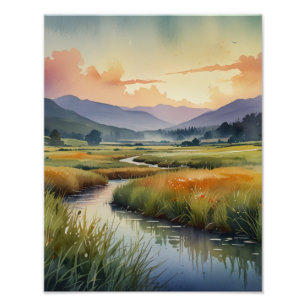 Soft Watercolor Dreamy Landscape Photo Print