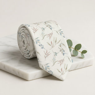 Soft Watercolor Eucalyptus Tie