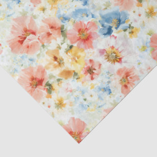 Soft Watercolor Floral Boho Wildflower Gift Wrap Tissue Paper