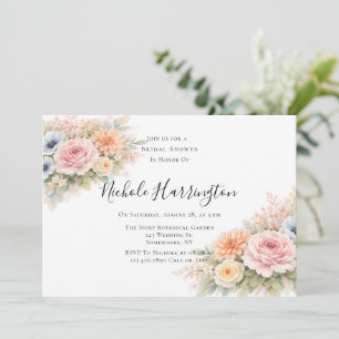Soft Watercolor Floral Bridal Shower Invitation
